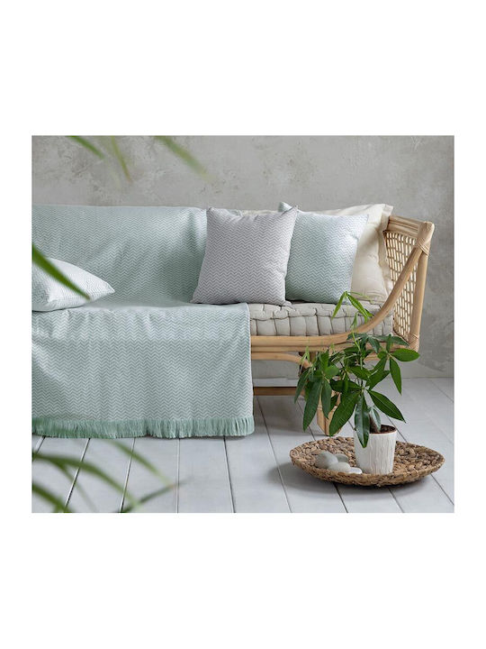 Nima Wavy Three-Seater Sofa Throw 180x300cm Aqua