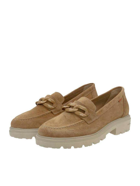 Leather Women's Moccasins in Tabac Brown Color