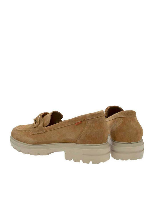 Leather Women's Moccasins in Tabac Brown Color