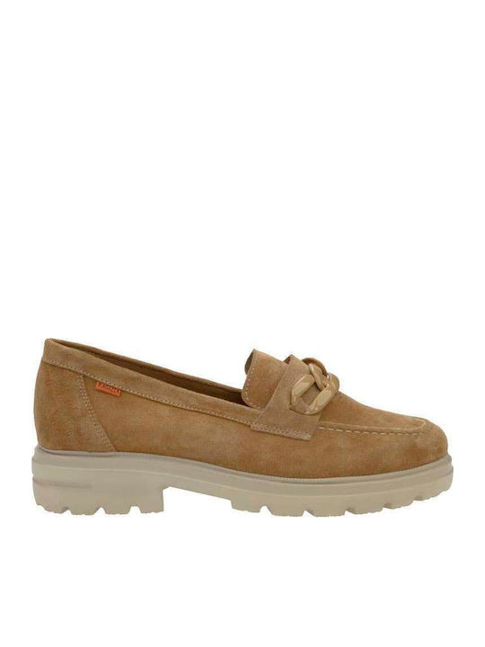 Leather Women's Moccasins in Tabac Brown Color