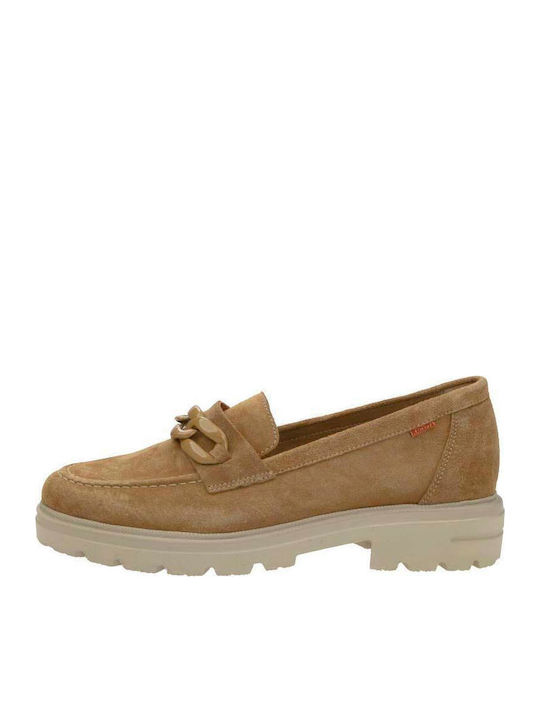 Leather Women's Moccasins in Tabac Brown Color