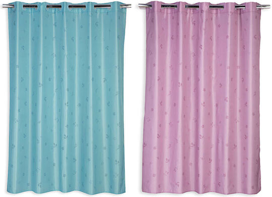 Nef-Nef Homeware Salvia Κουρτίνα Μπάνιου Υφασμάτινη με Τρουκς 180x200 cm Petrol