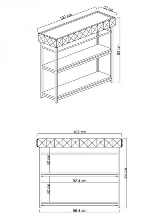 PWF-0629 Console Table Wood & Metal White / Black L102xW32xH83cm
