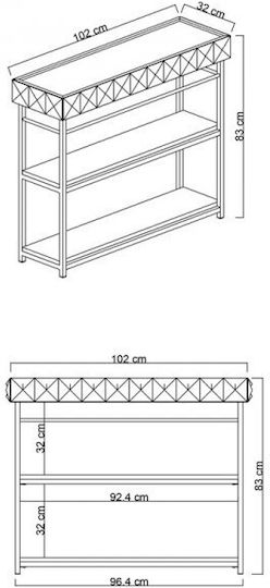 PWF-0629 Console Table Wood & Metal White / Black L102xW32xH83cm
