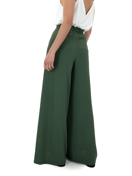 Moutaki Women's Culottes with Zip in Relaxed Fit Khaki