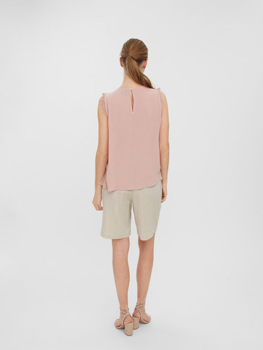 Vero Moda Damen Sommer Bluse Ärmellos Rosa