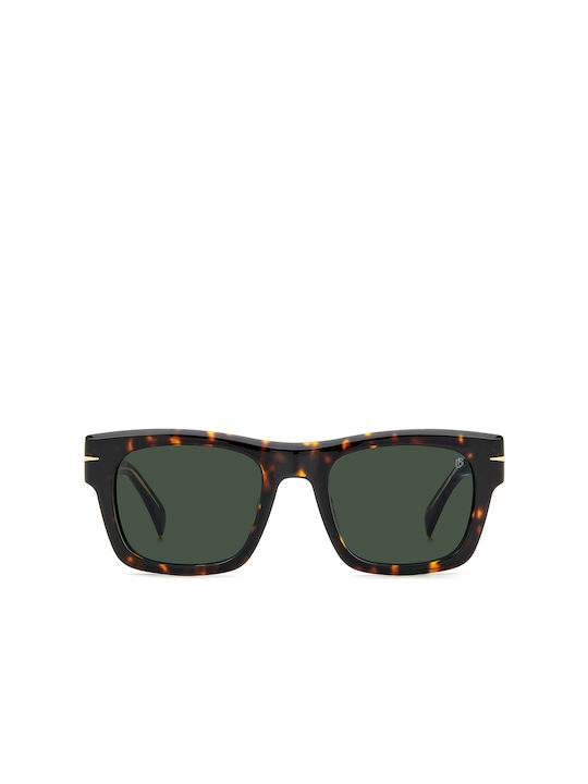 David Beckham Men's Sunglasses with Brown Tartaruga Plastic Frame and Green Lens DB 7099/S 086/QT