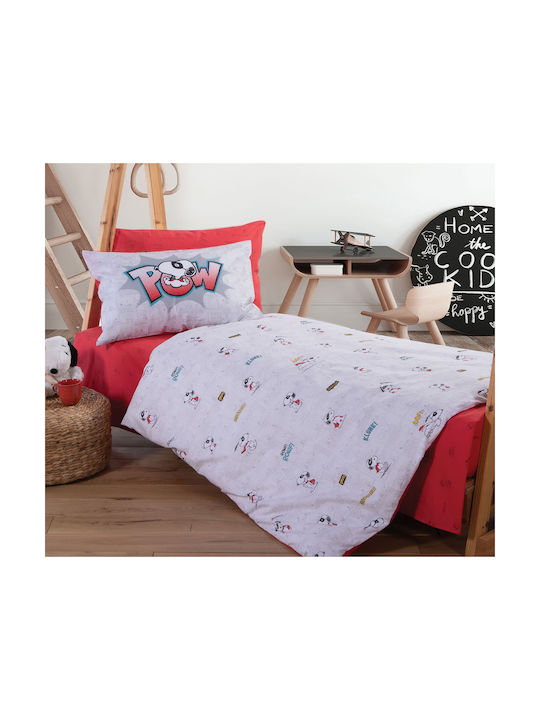 Nef-Nef Homeware Seturi de cearșafuri Single Bumbac Snoopy Mask Hero Grey/Red 170x260cm 032727 3buc