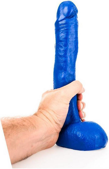 All Black All Blue Freddie Realistic Dildo with Scrotum Blue 26cm