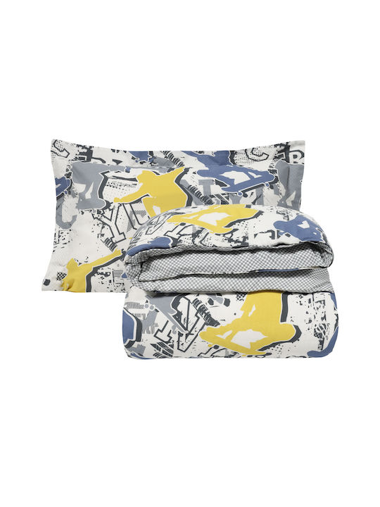 Das Home 4842 Set Kids Duvet Cover Single with Pillowcase Grey/Yellow 160x240cm