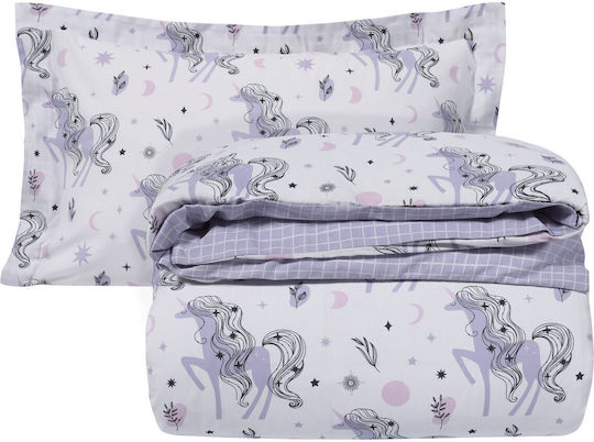 Das Home 4838 Комплект Детски Плик за Завивка Единичен с Калъфка White/Lilac 160x240бр