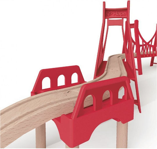 Hape Extended Double Suspension Bridge Railroad Tracks made of Wood for 3++ Years