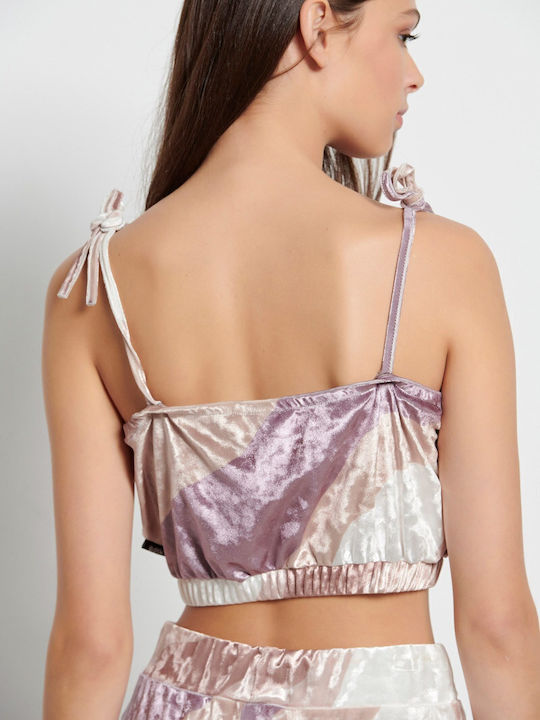Snaps Γυναικείο Αθλητικό Crop Top με Τιράντες Λευκό