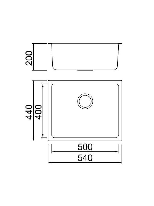 Karag BL 795 BL795 Undermount Sink Inox Satin W54xD44cm Silver