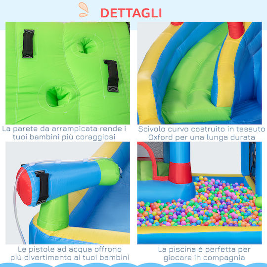 Outsunny Inflatable Bouncy Castle Castle with Trampoline & Slide for 3+ Age