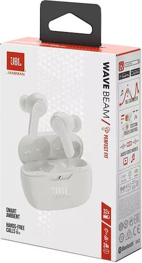 JBL Wave Beam In-Ear Bluetooth-Freisprecheinrichtung Kopfhörer mit Ladeetui Weiß