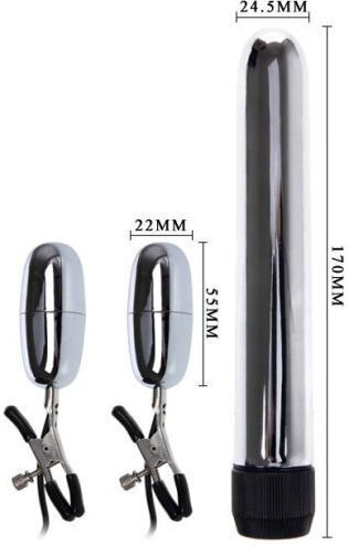 Baile Vibrator Vibrierendes Bullet & Nippelklammern Set Silber