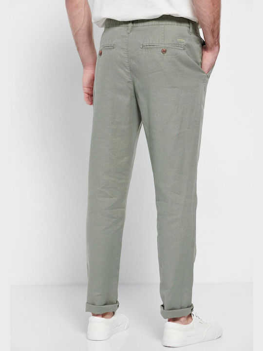 Funky Buddha Men's Trousers Chino Elastic in Regular Fit Green