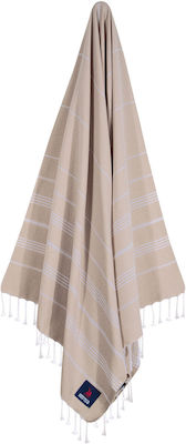 Greenwich Polo Club 3808 Strandtuch Pareo Beige mit Fransen 180x80cm.