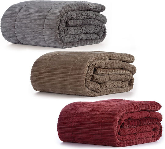 Nef-Nef Homeware Κουβερτοπάπλωμα με Γέμιση Hollowfiber Μονό 160x220εκ. Redick Bordo