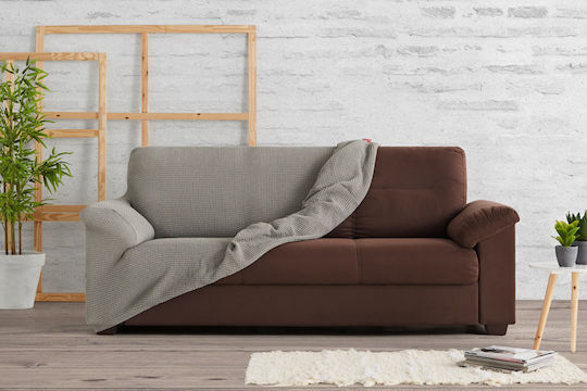 Mc Decor Δήλος Ελαστικό Κάλυμμα Τριθέσιου Καναπέ Κεραμιδί 170εκ.