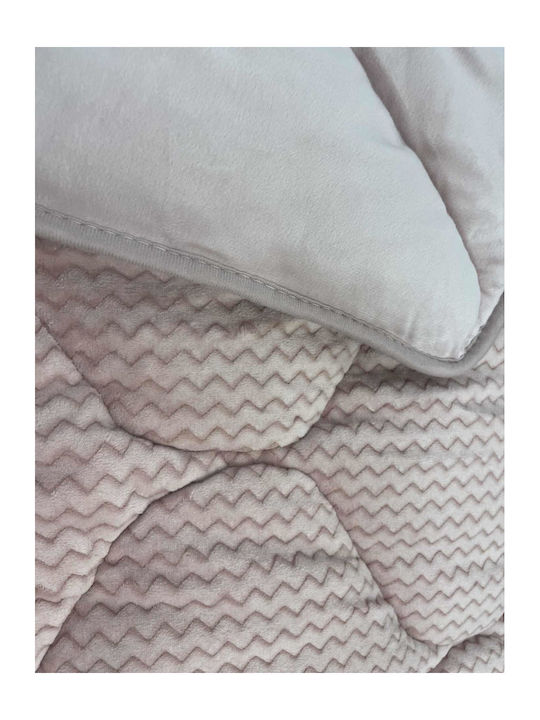 Linea Home Duvet Cover with Hollowfiber Filling Single 160x215cm Zic Zac Powder