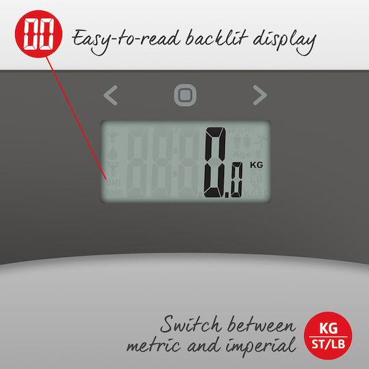 Salter Ψηφιακή Ζυγαριά 180kg με Λιπομετρητή Ασημί 9127 SVSV3R