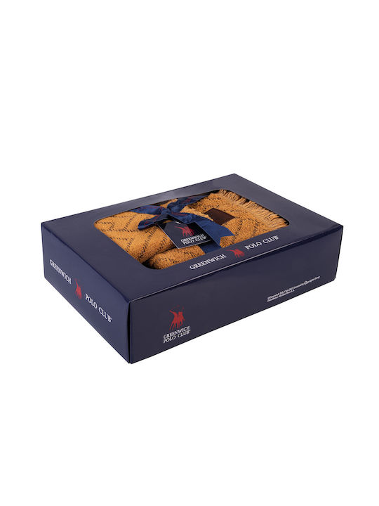 Greenwich Polo Club Σετ Πετσέτες Μπάνιου 3τμχ Καφέ Βάρους 600gr/m²