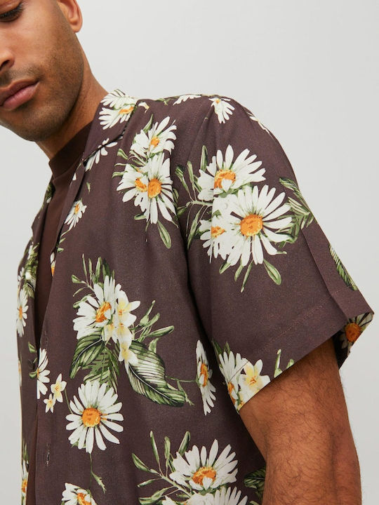 Short-sleeved Shirt Floral Brown
