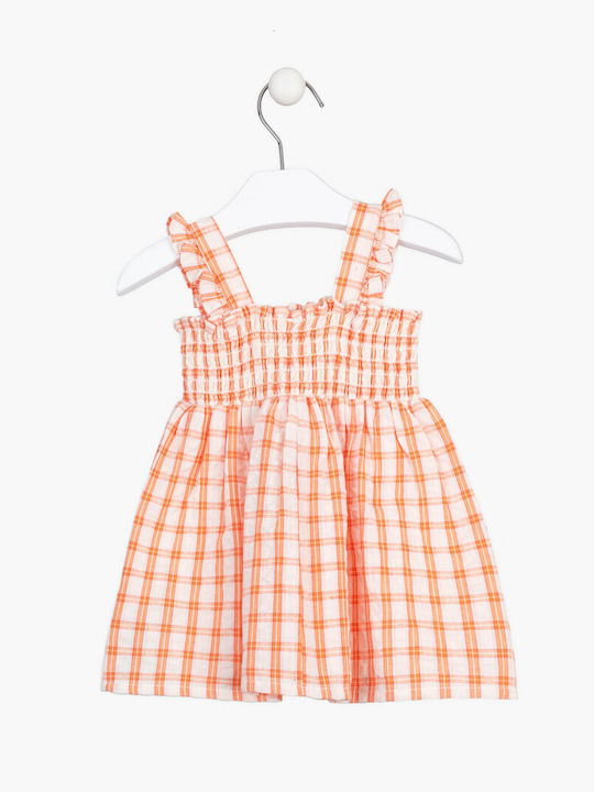 Losan Kids Dress Checked Sleeveless Orange