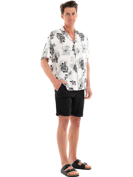 Short-sleeved Shirt in Wide Line Floral Cloud Dancer