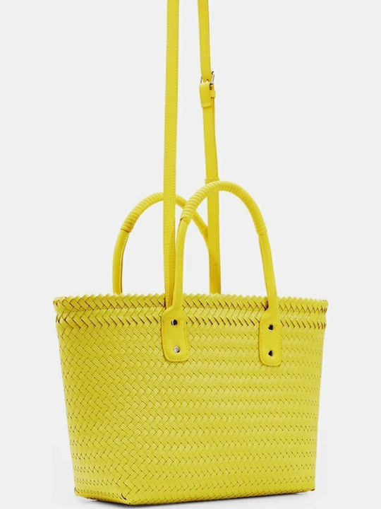 Desigual Zaire Wicker Beach Bag Yellow