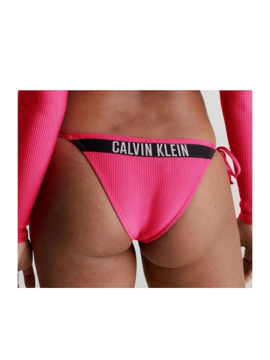 Calvin Klein Bikini Brazil με Κορδονάκια Ροζ