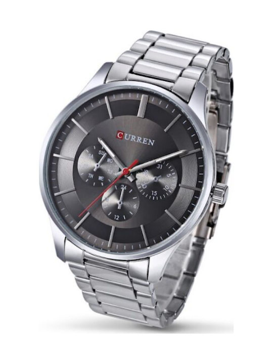 Curren Men's Watch 44mm Chronograph Battery with Metal Bracelet Black / Silver
