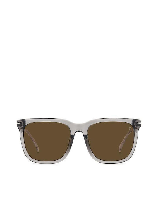 David Beckham Men's Sunglasses with Transparent Plastic Frame and Brown Lens DB 1120/F/S KB7/70