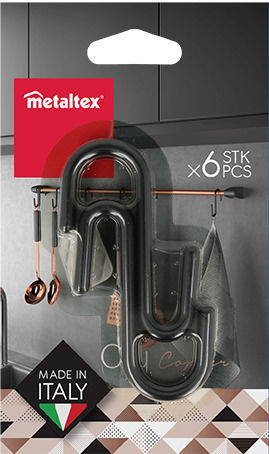 Metaltex 351708 Metallisch Schwarz 6Stück