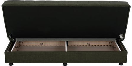 Andri Canapea Cu Trei Locuri Pat Cu Spațiu De Depozitare Verde Cipriotic 180x72x77cm