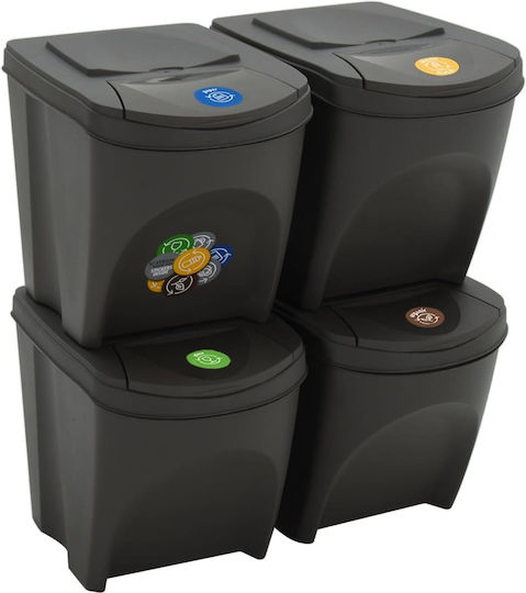 vidaXL Plastic Waste Bin 4x100lt Gray