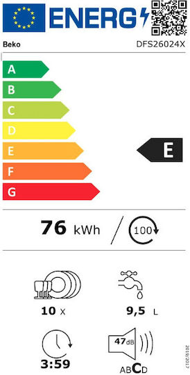 Beko Freistehender Geschirrspüler für 10 Gedecke B44.8xH85cm Inox