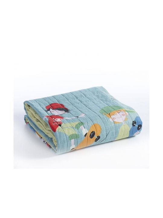 Nef-Nef Homeware Kinder Steppdecke Einzeln Boys Will Be Boys Petrol 180x220cm