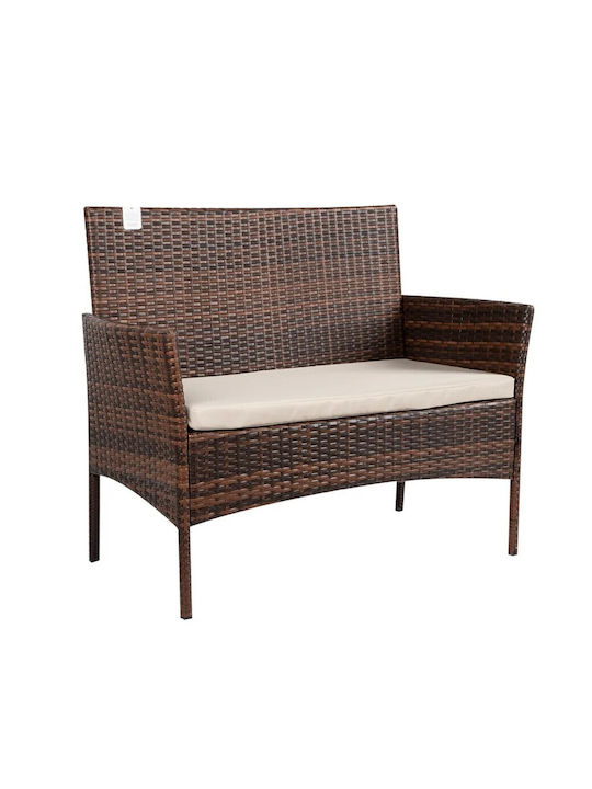 Outdoor Living Room Set Martin 4 Pieces Brown with Pillows