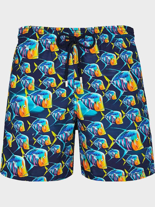 Costume De Baie Bărbați Pantaloni Scurți Albastru Cu Model