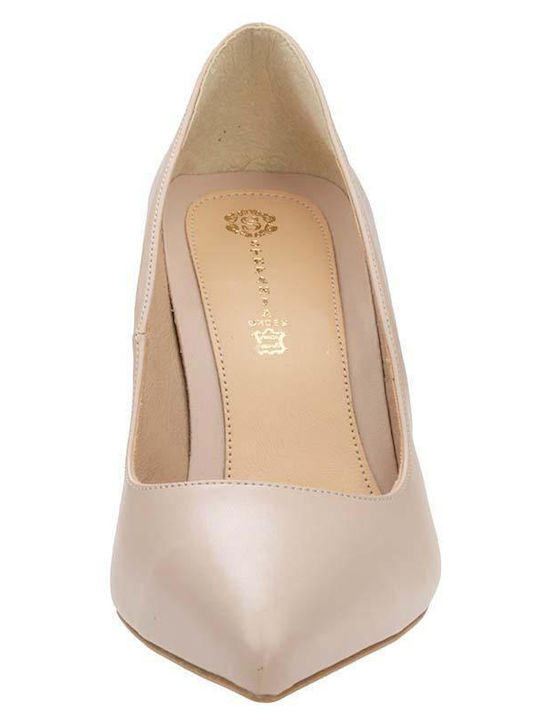 Stefania Leather Pointed Toe Heel Beige