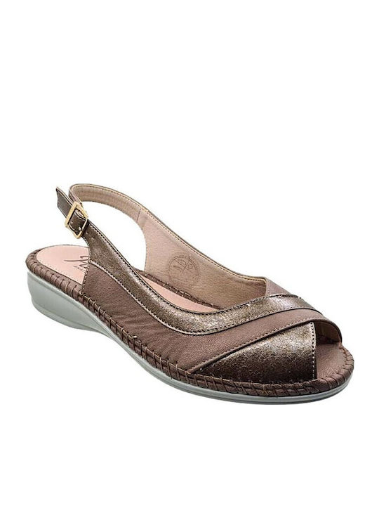 Peep Toe Pantofi cu toc cu Curea Bronz
