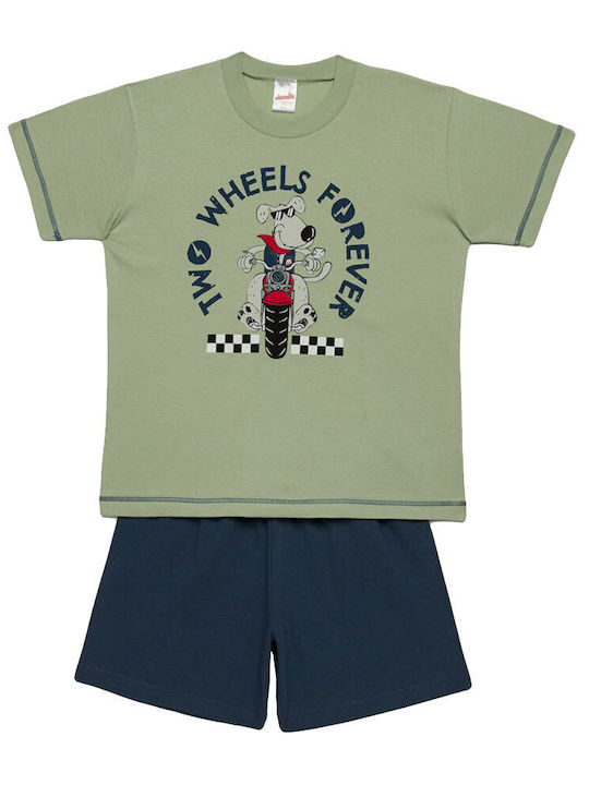 Minerva Motorcycle Set Top & Bottom Kids Summer Pyjamas Turquoise