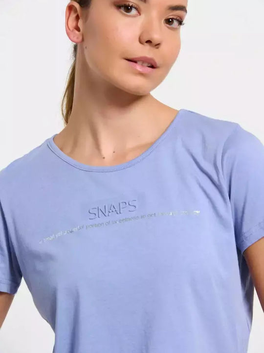 Snaps Γυναικείο Αθλητικό Crop Top Κοντομάνικο Μπλε