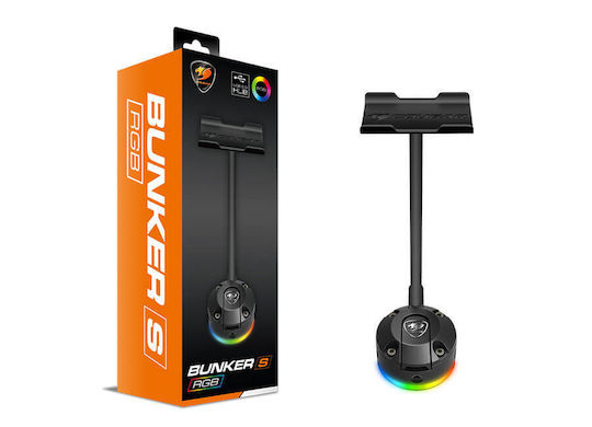 Cougar Bunker S RGB Επιτραπέζια Βάση Ακουστικών με Φωτισμό LED και Θύρα USB Μαύρη