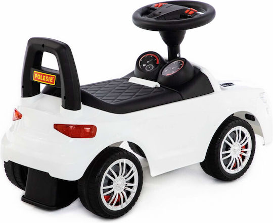 Polesie Super Car 6L Baby Push Walker Ride On for 12+ Months with Sounds White