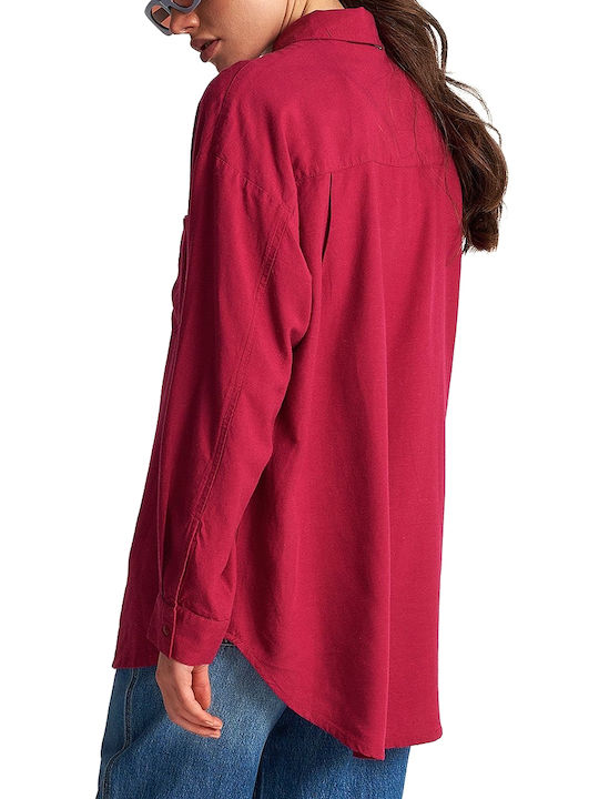 Attrattivo Women's Monochrome Long Sleeve Shirt Fuchsia