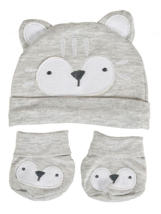Rey Kinder Mütze Set Stoff Gray